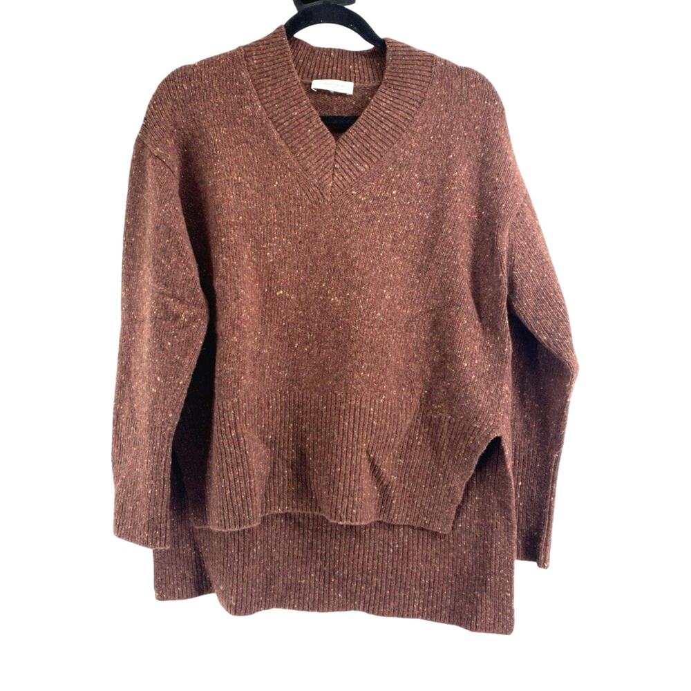Lafayette 148 Sweater Size Xs Brown Oversized Hi Low Cashmere Wool Blend